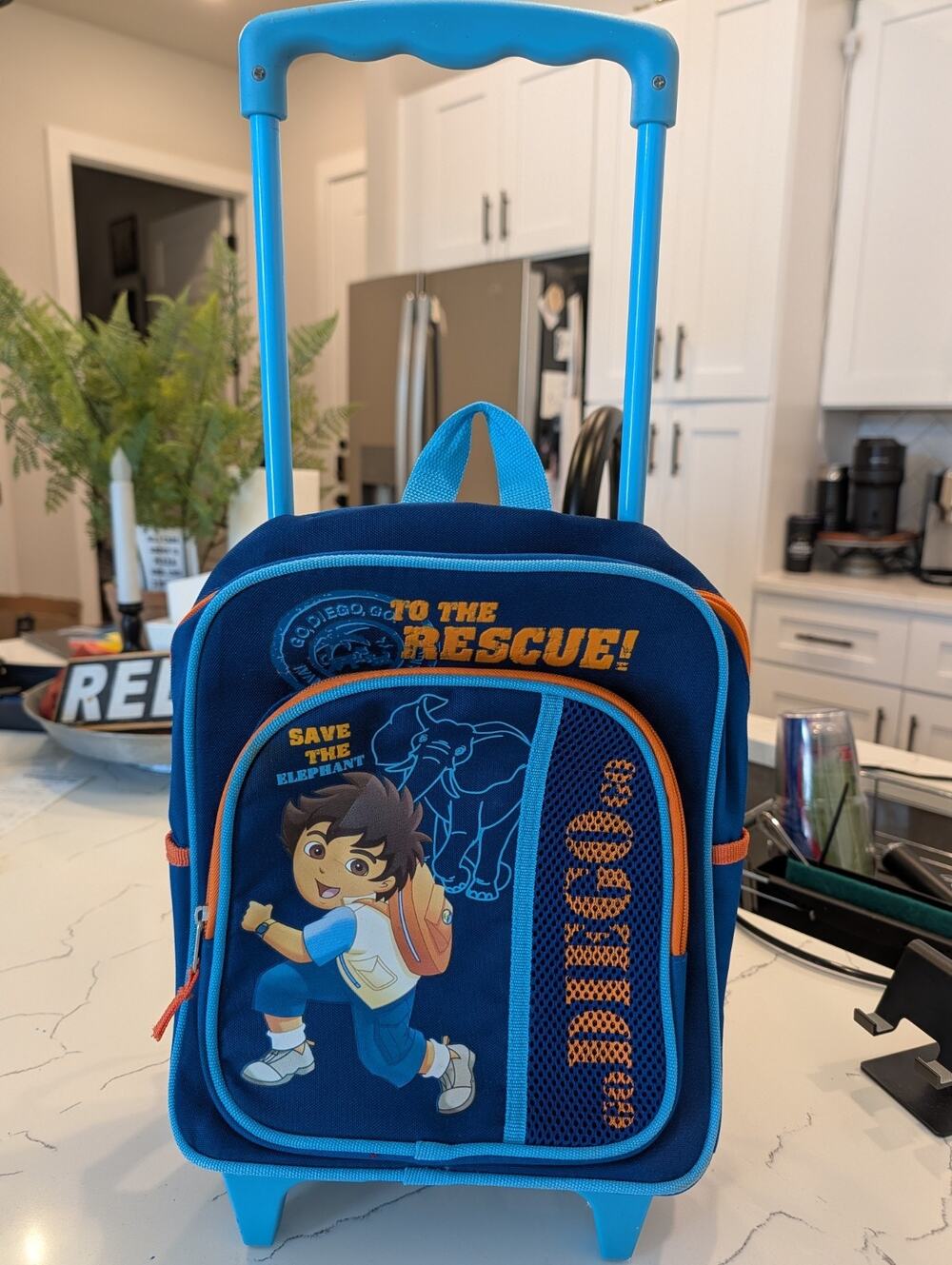 Go Diego Go Rolling Backpack Save The Elephant To The Rescue Blue Orange VTG...